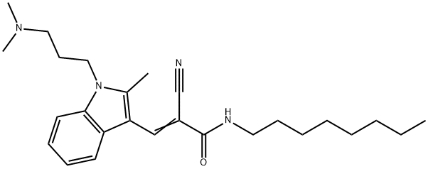 2-Cyano-3-[1-[3-(dimethylamino)propyl]-2-methyl-1H-indol-3-yl]-N-octyl-2-propenamide Struktur