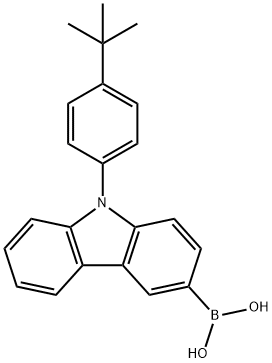 (9-(4-(tert-butyl)phenyl)-9H-carbazol-3-yl)boronic acid Struktur