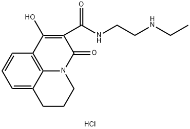 N-(2-(ethylamino)ethyl)-1-hydroxy-3-oxo-3,5,6,7-tetrahydropyrido[3,2,1-ij]quinoline-2-carboxamide hydrochloride Struktur