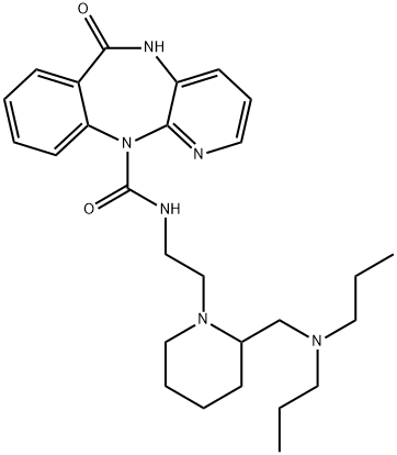 N-[2-[2-[(Dipropylamino)methyl]-1-piperidinyl]ethyl]-5,6-dihydro-6-oxo-11H-pyrido[2,3-b][1,4]benzodiazepine-11-carboxamide Struktur