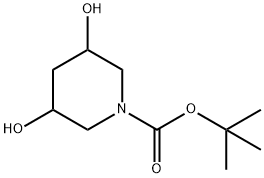 3,5-Dihydroxy-piperidine-1-carboxylic acid tert-butyl ester Struktur