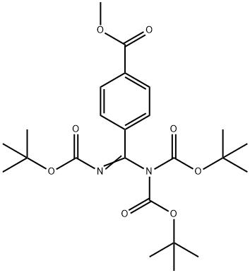 Benzoic acid, 4-[[bis[(1,1-dimethylethoxy)carbonyl]amino][[(1,1- dimethylethoxy)carbonyl]imino]methyl]-, methyl ester Struktur