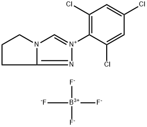 6,7-dihydro-2-(2,4,6-trichlorophenyl)-5H-Pyrrolo[2,1-c]-1,2,4-triazolium tetrafluoroborate Struktur