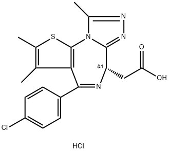 (S)-6-(carboxymethyl)-4-(4-chlorophenyl)-2,3,9-trimethyl-6H-thieno[3,2-f][1,2,4]triazolo[4,3-a][1,4]diazepine hydrochloride Struktur