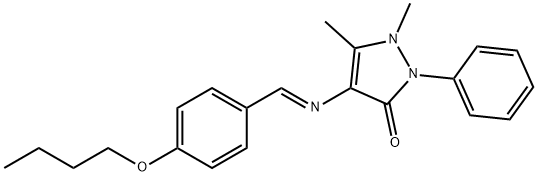 (E)-4-((4-butoxybenzylidene)amino)-1,5-dimethyl-2-phenyl-1H-pyrazol-3(2H)-one Struktur