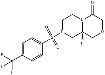 (R)-8-((4-(Trifluoromethyl)phenyl)sulfonyl)hexahydropyrazino[2,1-c][1,4]oxazin-4(3H)-one Struktur