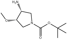 (3R,4S)-3-Amino-4-methoxy-pyrrolidine-1-carboxylic acid tert-butyl ester Struktur