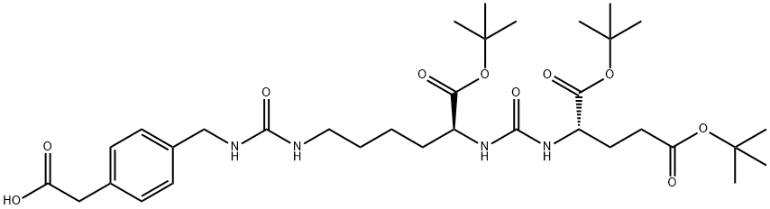 2-(4-((9S,13S)-9,13-Bis(Tert-Butoxycarbonyl)-18,18-Dimethyl-3,11,16-Trioxo-17-Oxa-2,4,10,12-Tetraazanonadecyl)Phenyl)Acetic Acid Struktur