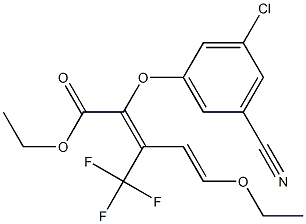 2,4-Pentadienoic acid, 2-(3-chloro-5-cyanophenoxy)-5-ethoxy-3-(trifluoromethyl)-, ethyl ester, (4E)- Struktur