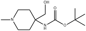 tert-butyl N-[4-(hydroxymethyl)-1-methylpiperidin-4-yl]carbamate, 1630906-32-9, 結構式