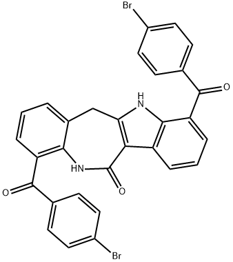 (12-oxo-5,6,11,12-tetrahydrobenzo[6,7]azepino[4,3-b]indole-4,10-diyl)bis((4-bromophenyl)methanone) Struktur