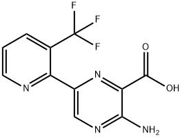 3-amino-6-(3-(trifluoromethyl)pyridin-2-yl)pyrazine-2-carboxylic acid Struktur