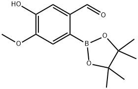 5-hydroxy-4-methoxy-2-(4,4,5,5-tetramethyl-1,2-oxaborolan-2-yl)benzaldehyde Struktur