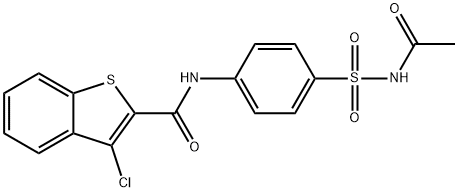 N-[4-(acetylsulfamoyl)phenyl]-3-chloro-1-benzothiophene-2-carboxamide Struktur