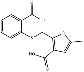 2-{[(2-carboxyphenyl)sulfanyl]methyl}-5-methylfuran-3-carboxylic acid Struktur