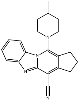 11-(4-methylpiperidin-1-yl)-2,3-dihydro-1H-cyclopenta[4,5]pyrido[1,2-a]benzimidazole-4-carbonitrile Struktur