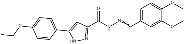 N'-[(E)-(3,4-dimethoxyphenyl)methylidene]-3-(4-ethoxyphenyl)-1H-pyrazole-5-carbohydrazide Struktur
