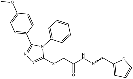 N'-[(E)-furan-2-ylmethylidene]-2-{[5-(4-methoxyphenyl)-4-phenyl-4H-1,2,4-triazol-3-yl]sulfanyl}acetohydrazide Struktur