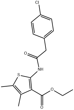 ethyl 2-(2-(4-chlorophenyl)acetamido)-4,5-dimethylthiophene-3-carboxylate Struktur