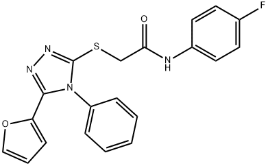 N-(4-fluorophenyl)-2-{[5-(furan-2-yl)-4-phenyl-4H-1,2,4-triazol-3-yl]sulfanyl}acetamide Struktur