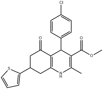 methyl 4-(4-chlorophenyl)-2-methyl-5-oxo-7-(thiophen-2-yl)-1,4,5,6,7,8-hexahydroquinoline-3-carboxylate Struktur