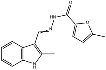 (E)-5-methyl-N'-((2-methyl-1H-indol-3-yl)methylene)furan-2-carbohydrazide Struktur