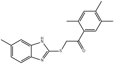 2-[(5-methyl-1H-benzimidazol-2-yl)sulfanyl]-1-(2,4,5-trimethylphenyl)ethanone Struktur