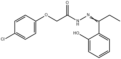 (E)-2-(4-chlorophenoxy)-N'-(1-(2-hydroxyphenyl)propylidene)acetohydrazide Struktur