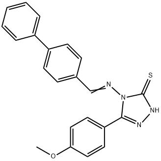 4-[(biphenyl-4-ylmethylidene)amino]-5-(4-methoxyphenyl)-4H-1,2,4-triazole-3-thiol Struktur