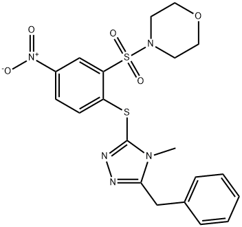 4-({2-[(5-benzyl-4-methyl-4H-1,2,4-triazol-3-yl)sulfanyl]-5-nitrophenyl}sulfonyl)morpholine Struktur