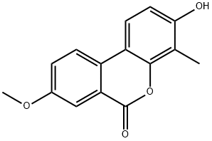 3-hydroxy-8-methoxy-4-methyl-6H-benzo[c]chromen-6-one Struktur