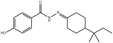 4-hydroxy-N'-(4-(tert-pentyl)cyclohexylidene)benzohydrazide Struktur