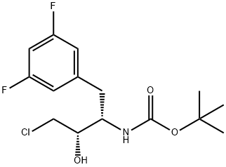 (1S,2S)-[3-Chloro-1-(3,5-difluoro-benzyl)-2-hydroxy-propyl]-carbamic acid tert-butyl ester Struktur