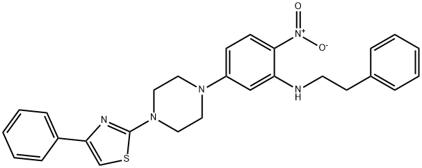 2-nitro-N-(2-phenylethyl)-5-[4-(4-phenyl-1,3-thiazol-2-yl)piperazin-1-yl]aniline Struktur