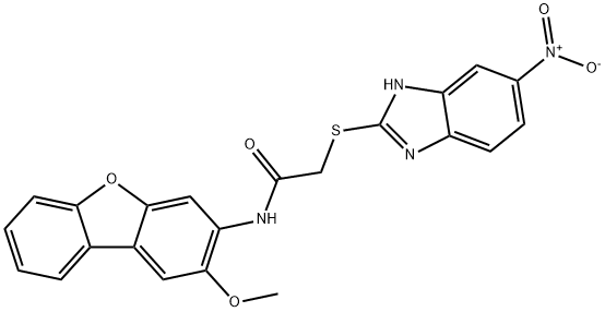 N-(2-methoxydibenzo[b,d]furan-3-yl)-2-[(5-nitro-1H-benzimidazol-2-yl)sulfanyl]acetamide Struktur