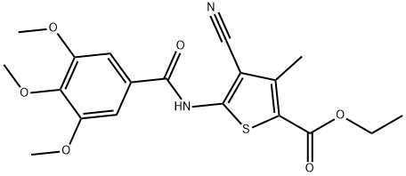 ethyl 4-cyano-3-methyl-5-[(3,4,5-trimethoxybenzoyl)amino]-2-thiophenecarboxylate Struktur