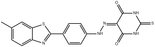 5-{2-[4-(6-methyl-1,3-benzothiazol-2-yl)phenyl]hydrazinylidene}-2-thioxodihydropyrimidine-4,6(1H,5H)-dione Struktur