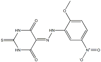 2-thioxodihydro-4,5,6(1H)-pyrimidinetrione 5-({5-nitro-2-methoxyphenyl}hydrazone) Struktur