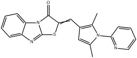 (2Z)-2-{[2,5-dimethyl-1-(pyridin-2-yl)-1H-pyrrol-3-yl]methylidene}[1,3]thiazolo[3,2-a]benzimidazol-3(2H)-one Struktur