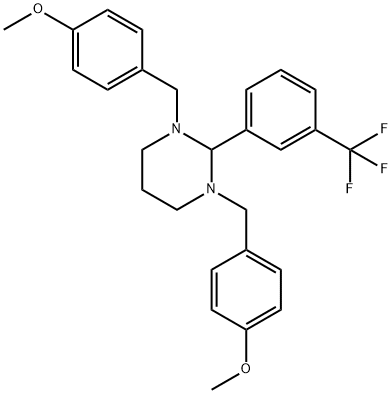 1,3-bis(4-methoxybenzyl)-2-[3-(trifluoromethyl)phenyl]hexahydropyrimidine Struktur