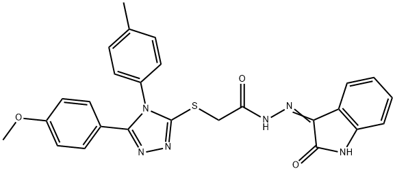 2-{[5-(4-methoxyphenyl)-4-(4-methylphenyl)-4H-1,2,4-triazol-3-yl]sulfanyl}-N'-[(3E)-2-oxo-1,2-dihydro-3H-indol-3-ylidene]acetohydrazide Structure