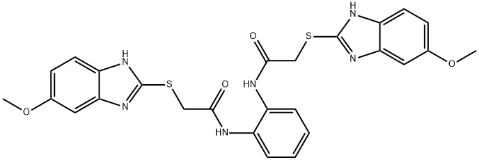 N,N'-benzene-1,2-diylbis{2-[(5-methoxy-1H-benzimidazol-2-yl)sulfanyl]acetamide} Struktur