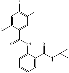 N-[2-(tert-butylcarbamoyl)phenyl]-2-chloro-4,5-difluorobenzamide Struktur