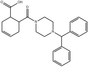 6-(4-benzhydrylpiperazine-1-carbonyl)cyclohex-3-enecarboxylic acid Struktur