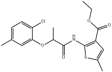 ethyl 2-(2-(2-chloro-5-methylphenoxy)propanamido)-5-methylthiophene-3-carboxylate Struktur