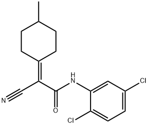 2-cyano-N-(2,5-dichlorophenyl)-2-(4-methylcyclohexylidene)acetamide Struktur