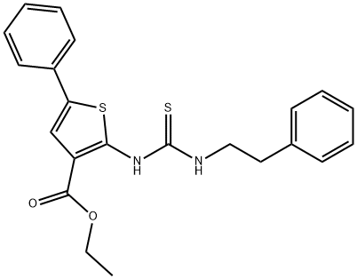 ethyl 2-(3-phenethylthioureido)-5-phenylthiophene-3-carboxylate Struktur