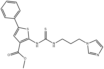 methyl 2-(3-(3-(1H-imidazol-1-yl)propyl)thioureido)-5-phenylthiophene-3-carboxylate Struktur