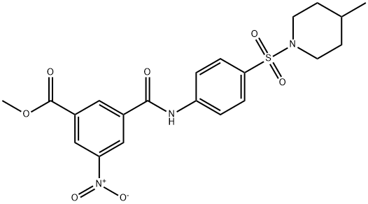 methyl 3-((4-((4-methylpiperidin-1-yl)sulfonyl)phenyl)carbamoyl)-5-nitrobenzoate Struktur