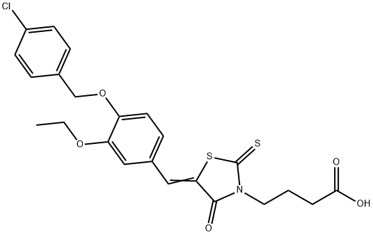 (Z)-4-(5-(4-((4-chlorobenzyl)oxy)-3-ethoxybenzylidene)-4-oxo-2-thioxothiazolidin-3-yl)butanoic acid Struktur